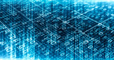 Fütürist teknoloji dijital mavi çizgiler ve ışık. Soyut gelecek bilgi arkaplanı. Modern konsept.