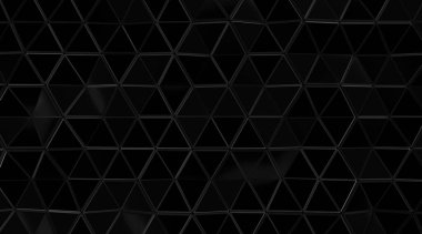 Beyaz kablo çerçeveli soyut siyah üçgen, çizgi geometrik. 3d Hazırlama