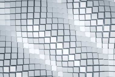 Beyaz blokları ya da pürüzsüz dalga şeklindeki küpü soyut dizilimi. Geleceğin temiz konsepti. 3d görüntüleme.