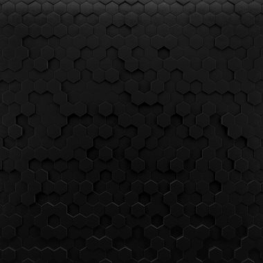 Soyut altıgen arkaplan. Grunge Çokgen altıgen geometri karanlık yüzey. Gelecekçi teknoloji siyah doku konsepti. 3d Hazırlama.
