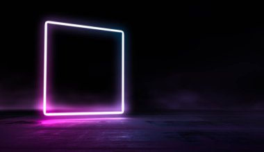 Parlak çizgiler parlak renkler soyut arkaplan. Boş uzayda dumanlı, neon pembe ışıklar. 3d hazırlayıcı.