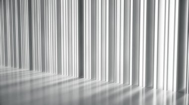 Işıklı ve gölgeli beyaz duvar. Soyut ayrıştırıcılar güneş ışınları arka planı. 3d Hazırlama