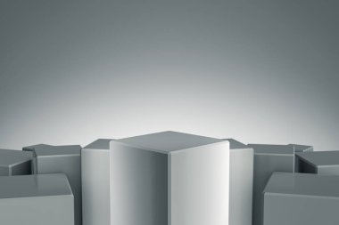 Zarif Küp Boş ürün standı. Tasarım platformu. Göstermek için kaldırım taşı. Gelecekçi kavram geçmişi. 3B görüntüleme