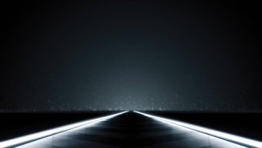 Sahne için fütürist soyut ışık yolu. Gelecekteki konsept geçmişi. CGI illüstrasyonu.