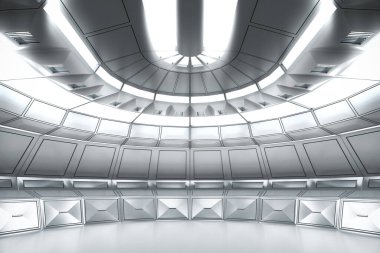 Modern Gelecek Teknolojisi Bilim-Kurgu iç konsepti. 3d oluşturma