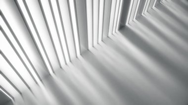 Işıklı ve gölgeli beyaz duvar. Soyut ayrıştırıcılar güneş ışınları arka planı. 3d Hazırlama