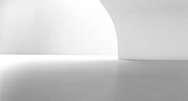 Espacio Blanco Abstracto Vacío Con Pared Curva Moderno Showroom Blanco — Foto de Stock