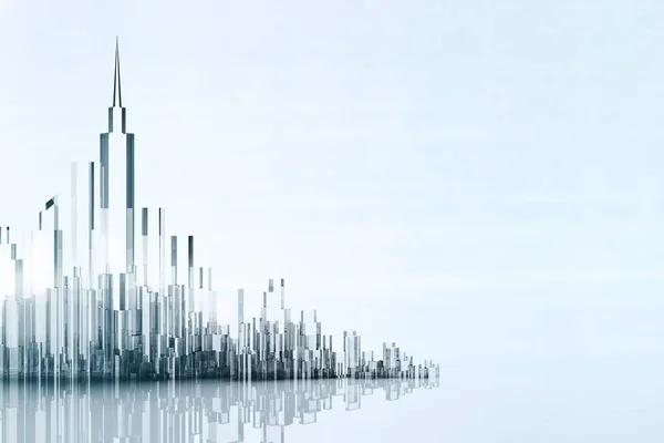 Абстрактне Футуристичне Скляне Місто Або Архітектурна Будівля Білому Фоні Світлом — стокове фото