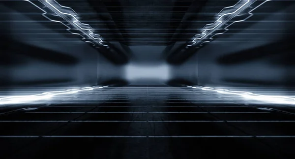 Absztrakt Futurisztikus Szoba Fehér Színű Neon Izzó Fény Csövek Modern — Stock Fotó