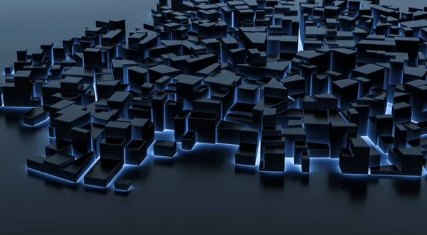 Abstrait City Blue Xray Transparent Avec Lignes Réflexion Contexte Concept — Photo