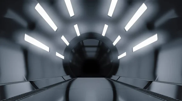 Tunnel Futuristico Futuro Background Interiore Concetto Scienza Fantascientifica Rendering — Foto Stock