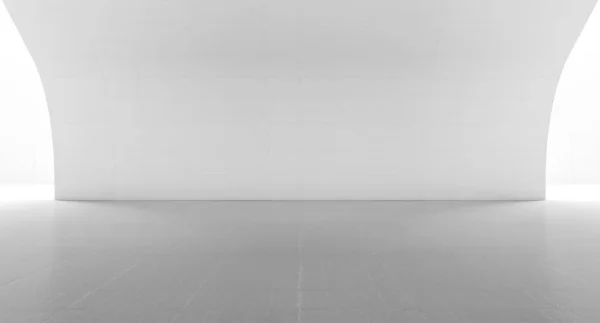 Empty Abstract White Space Curve Wall Modern Blank Showroom Floor — Stock Photo, Image