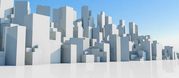 Weiße Stadt Tag Zeit Auf Blauem Himmel Hintergrund Renderer — Stockfoto