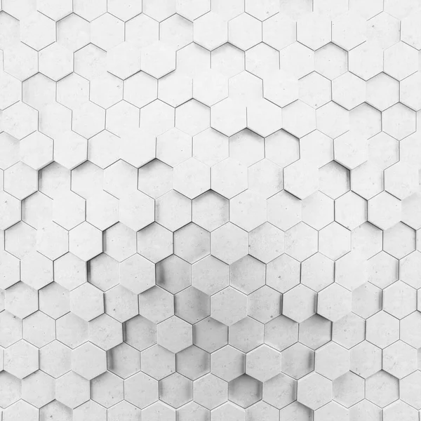 アブストラクト波は六角形の背景 多角形の六角形の白い表面を接眼します 未来的なテクノロジーテクスチャコンセプト 3Dレンダリング — ストック写真