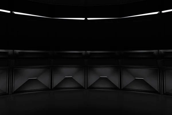 Modern Future Dark Background Technology Concept Intérieur Science Fiction Rendu — Photo