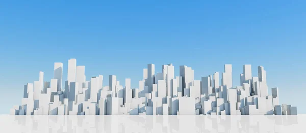 Día Ciudad Blanca Fondo Azul Del Cielo Renderizado — Foto de Stock