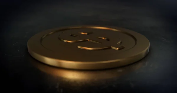 Макроснимок Золотой Монеты Знаком Доллара Символ Финансов Денег Иллюстрация — стоковое фото