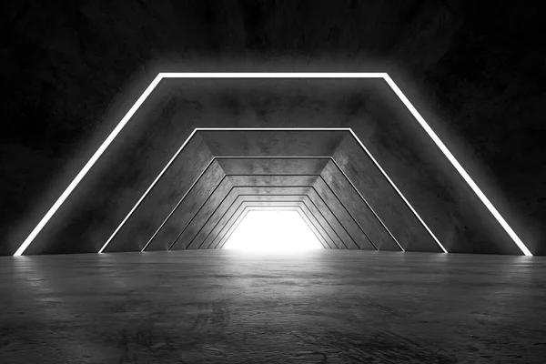 Resumen Diseño Interior Futurista Pasillo Oscuro Futuro Túnel Conceptual Con — Foto de Stock