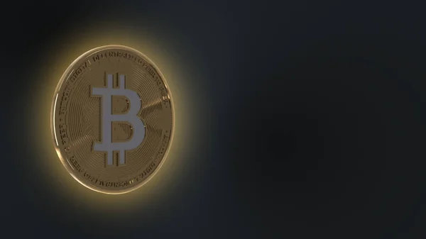 加密货币 比特币 Btc 锁链技术 大口径金币的投篮 3D插图 — 图库照片