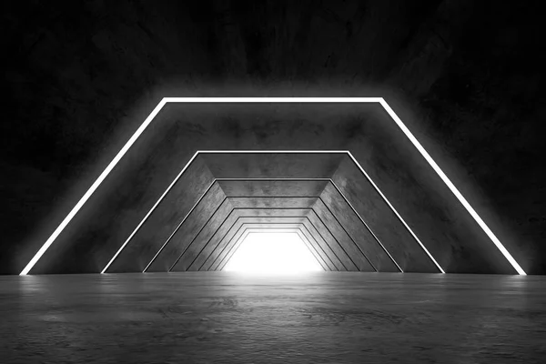 Resumen Diseño Interior Futurista Pasillo Oscuro Futuro Túnel Conceptual Con — Foto de Stock