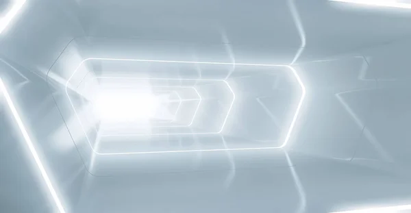 Футуристичний Тунель Світлом Коридор Космічного Корабля Внутрішній Вигляд Майбутнє Бізнес — стокове фото