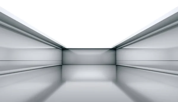 現代の未来的な概念背景 光と空の将来のきれいな暗いボックスの室内 3Dレンダリング — ストック写真