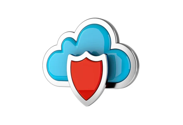 Cloud Computing Internet Symbol Koncept Med Sköld Ikon Vit Bakgrund — Stockfoto