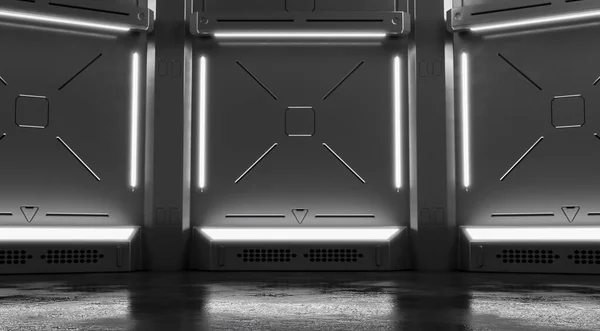 Futuristischer Hintergrund Mit Licht Moderne Zukunft Abstrakte Technologie Sci Innenraumkonzept — Stockfoto