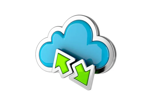 Cloud Computing Internet Symbol Koncept Ikonou Přenosu Bílém Pozadí Vykreslování — Stock fotografie