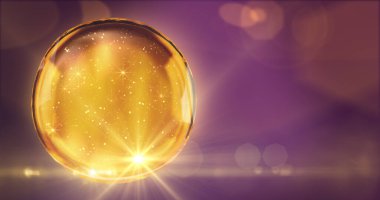 Koyu arka planda sarı renkli yağ damlası. Şeffaflık Sıvısı elementi. Cilt bakımı, güzellik, kozmetik, nemlendirici, otomobil, motor. 3B illüstrasyon