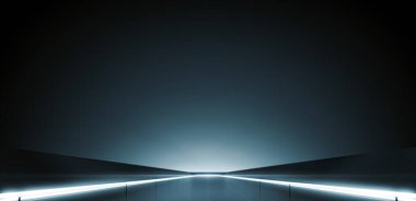 Şebeke çizgisi arkaplanlı zarif fütürist ışık ve yansıma. 3B görüntüleme.