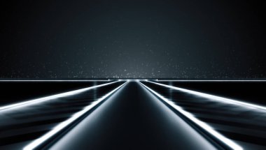 Sahne için fütürist soyut ışık yolu. Gelecekteki konsept geçmişi. CGI illüstrasyonu.