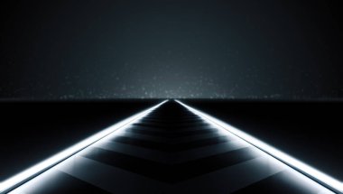 Sahne için fütürist soyut ışık yolu. Gelecekteki konsept geçmişi. CGI illüstrasyonu.