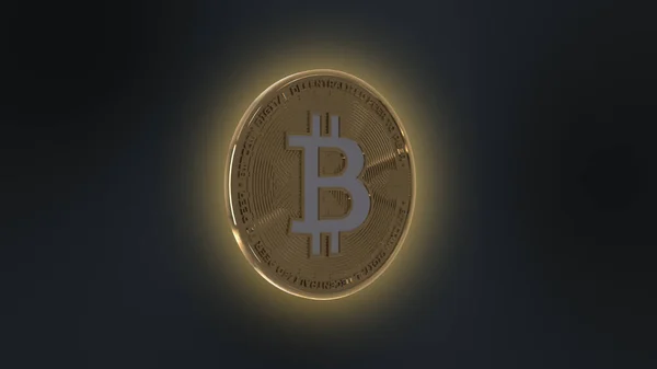 Crypto Currency Bitcoin Btc Mining Blockchain Technology Macro Shot Golden — Stock Photo, Image