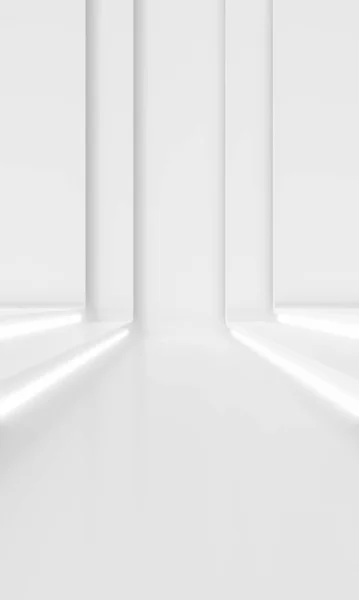 Moderní Bílá Zeď Zářivým Světlem Pozadí Abstraktní Futuristický Design Vykreslování — Stock fotografie