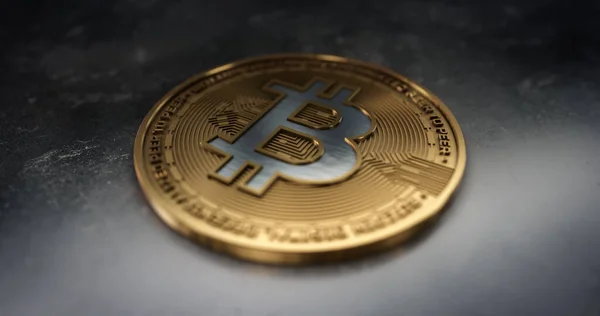 Криптовалюта Біткоїн Btc Гірнича Справа Технологія Blockchain Макро Знімок Золотої — стокове фото