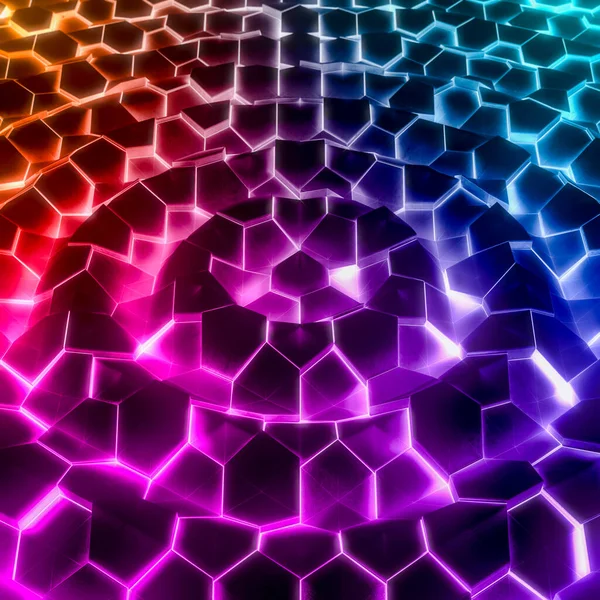 Αφηρημένη Μορφή Κύματος Λάμψη Φως Χρώμα Εξαγωνικό Φόντο Grunge Polygonal — Φωτογραφία Αρχείου