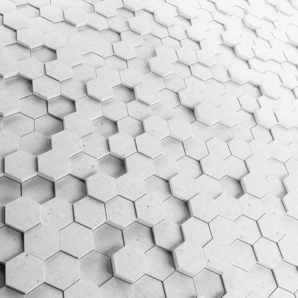 Abstract Zeshoekige Achtergrond Grunge Polygonal Hex Geometrie Wit Oppervlak Futuristische — Stockfoto