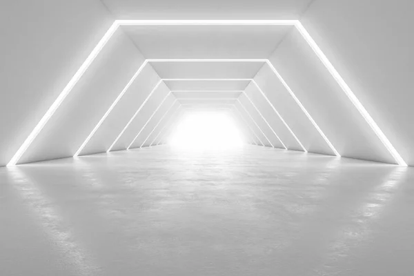 Diseño Interior Pasillo Iluminado Resumen Túnel Futurista Con Fondo Claro — Foto de Stock