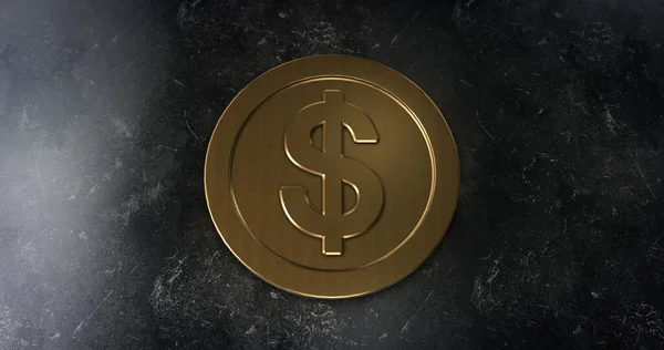 Makro Záběr Zlaté Mince Znakem Dolaru Symbol Financích Penězích Ilustrace — Stock fotografie