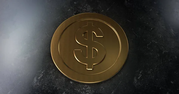 Makro Záběr Zlaté Mince Znakem Dolaru Symbol Financích Penězích Ilustrace — Stock fotografie