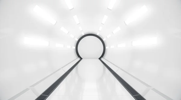 Tunnel Futuristico Futuro Background Interiore Concetto Scienza Fantascientifica Rendering — Foto Stock
