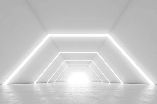 Diseño Interior Pasillo Iluminado Resumen Túnel Futurista Con Fondo Claro — Foto de Stock