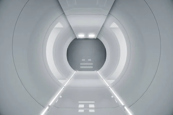 Circolo Astratto Corridoio Astronave Tunnel Futuristico Con Luce Futuro Background — Foto Stock