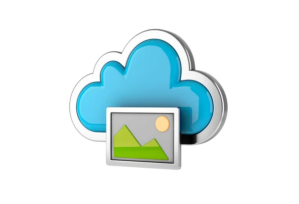 Cloud Computing Internet Symbol Koncept Med Bild Ikon Vit Bakgrund — Stockfoto