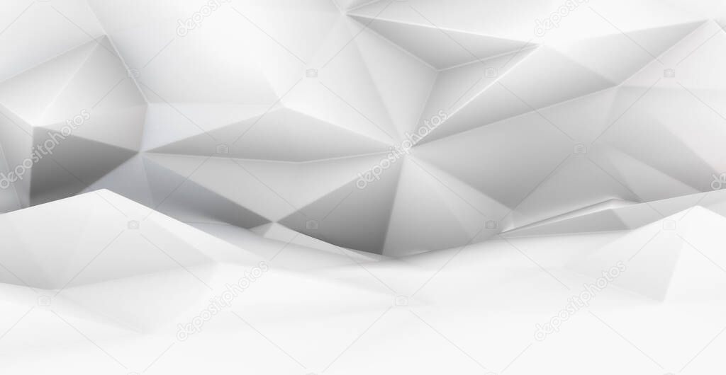 Abstract modern color futuristic polygonal shape of triangulated surface. Low poly red and blue crystal random pattern background. 3d rendering.
