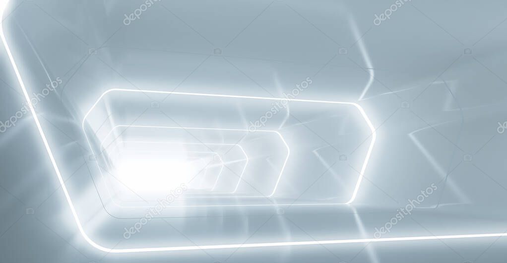 Futuristic tunnel with light, Spaceship corridor. interior view. Future background, business, sci-fi or science concept. 3d rendering