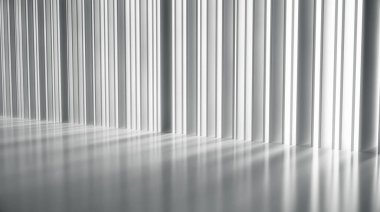 Işıklı ve gölgeli beyaz duvar. Soyut ayrıştırıcılar güneş ışınları arka planı. 3d Hazırlama