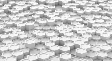 Soyut teknolojik altıgen arka plan. Beyaz geometrik altıgen kavramı. Tasarım için modern element. 3d oluşturma.