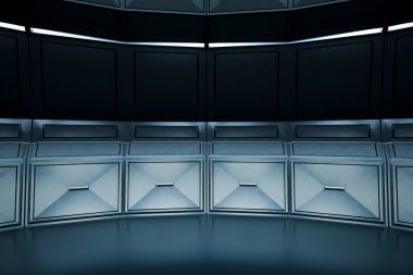 Modern Gelecek Teknolojisi Bilim-Kurgu iç konsepti. 3d oluşturma